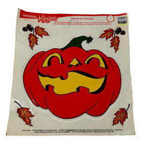 Halloween Original Klingers 1991 Window Cling Jack O Lantern Pumpkin Autumn